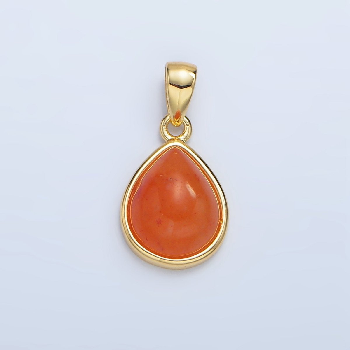 24K Gold Filled Natural Gemstone Teardrop Bezel Pendant in Gold & Silver | AA953 - AA964