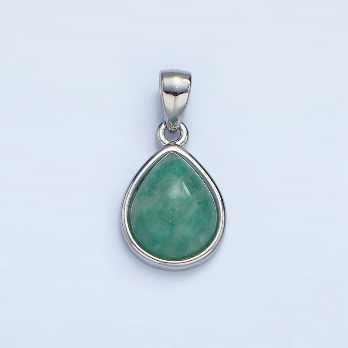 24K Gold Filled Natural Gemstone Teardrop Bezel Pendant in Gold & Silver | AA953 - AA964