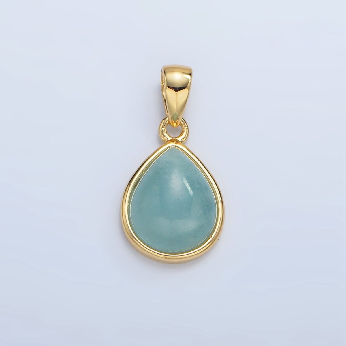 24K Gold Filled Natural Gemstone Teardrop Bezel Pendant in Gold & Silver | AA953 - AA964