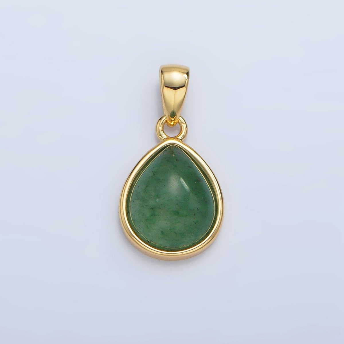 24K Gold Filled Natural Gemstone Teardrop Bezel Pendant in Gold & Silver | AA953 - AA964