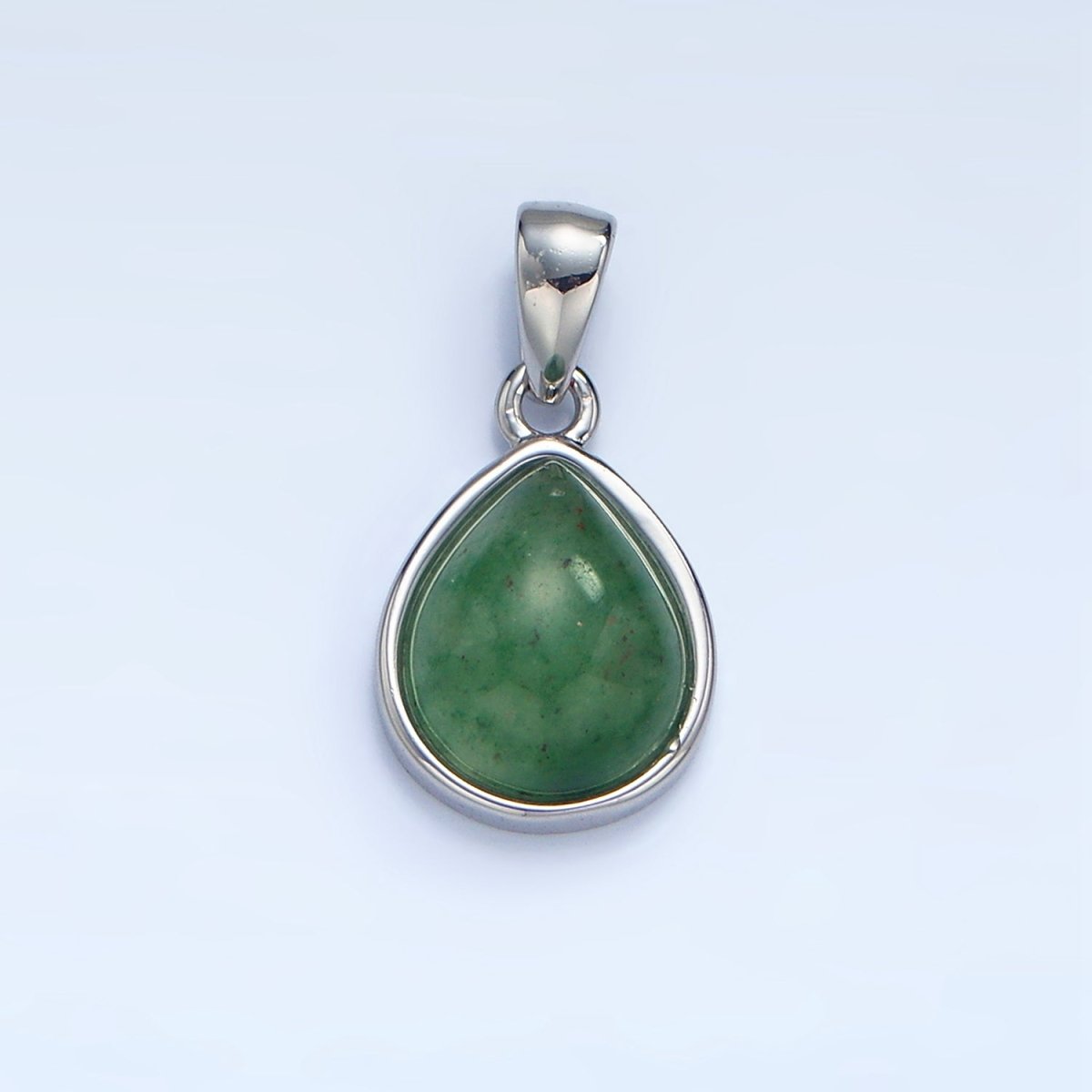 24K Gold Filled Natural Gemstone Teardrop Bezel Pendant in Gold & Silver | AA953 - AA964