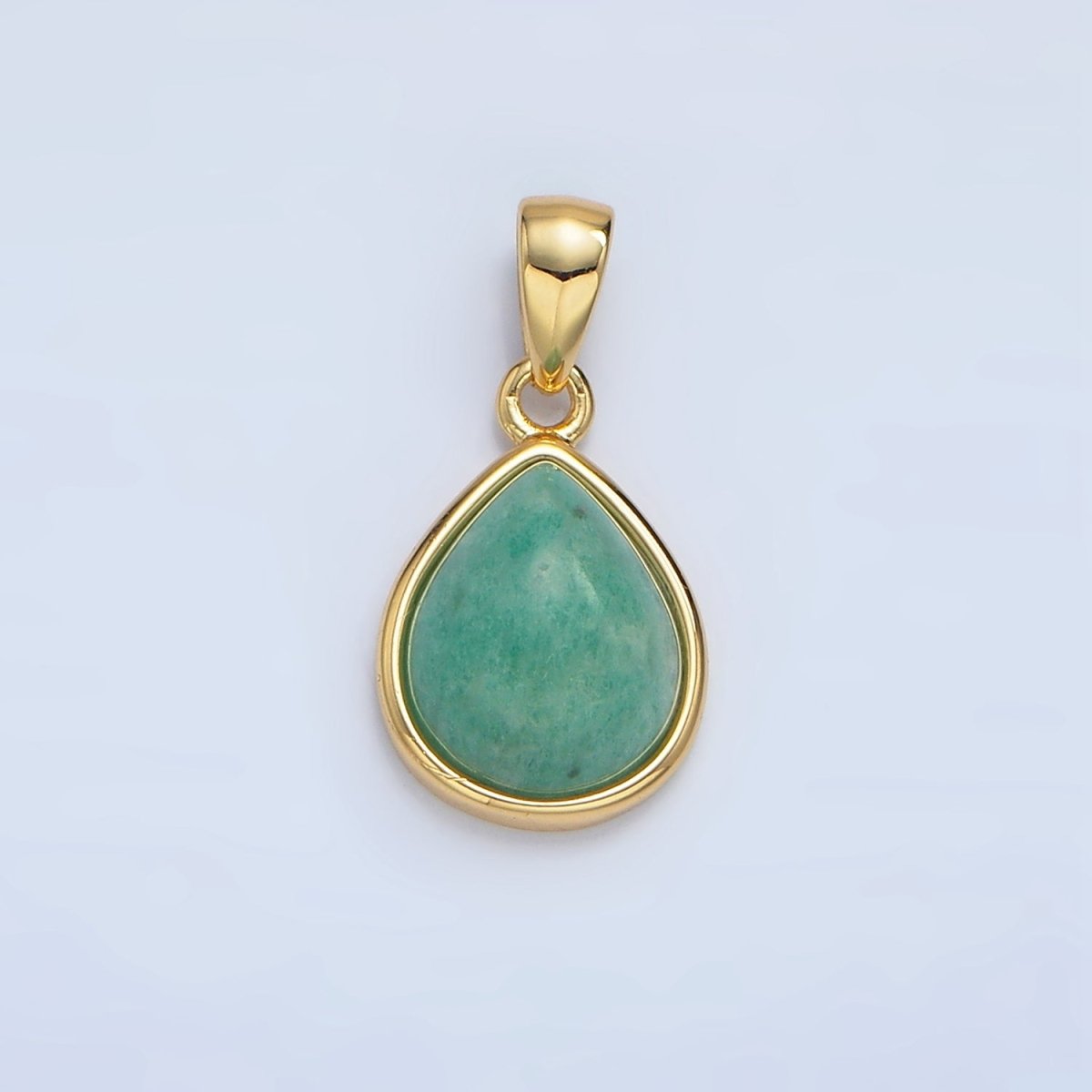 24K Gold Filled Natural Gemstone Teardrop Bezel Pendant in Gold & Silver | AA953 - AA964