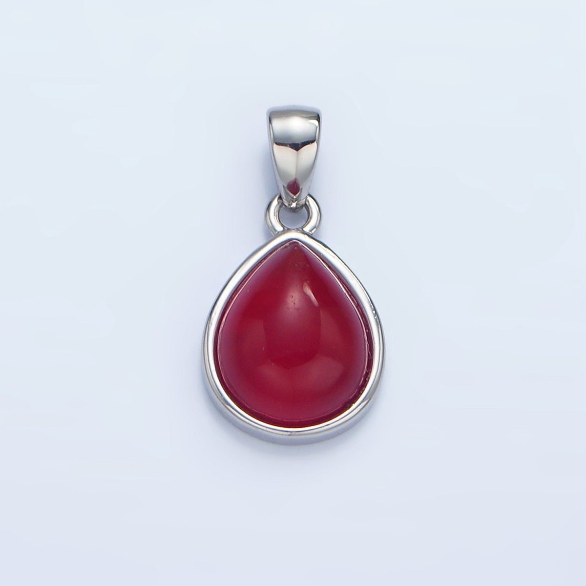 24K Gold Filled Natural Gemstone Teardrop Bezel Pendant in Gold & Silver | AA953 - AA964