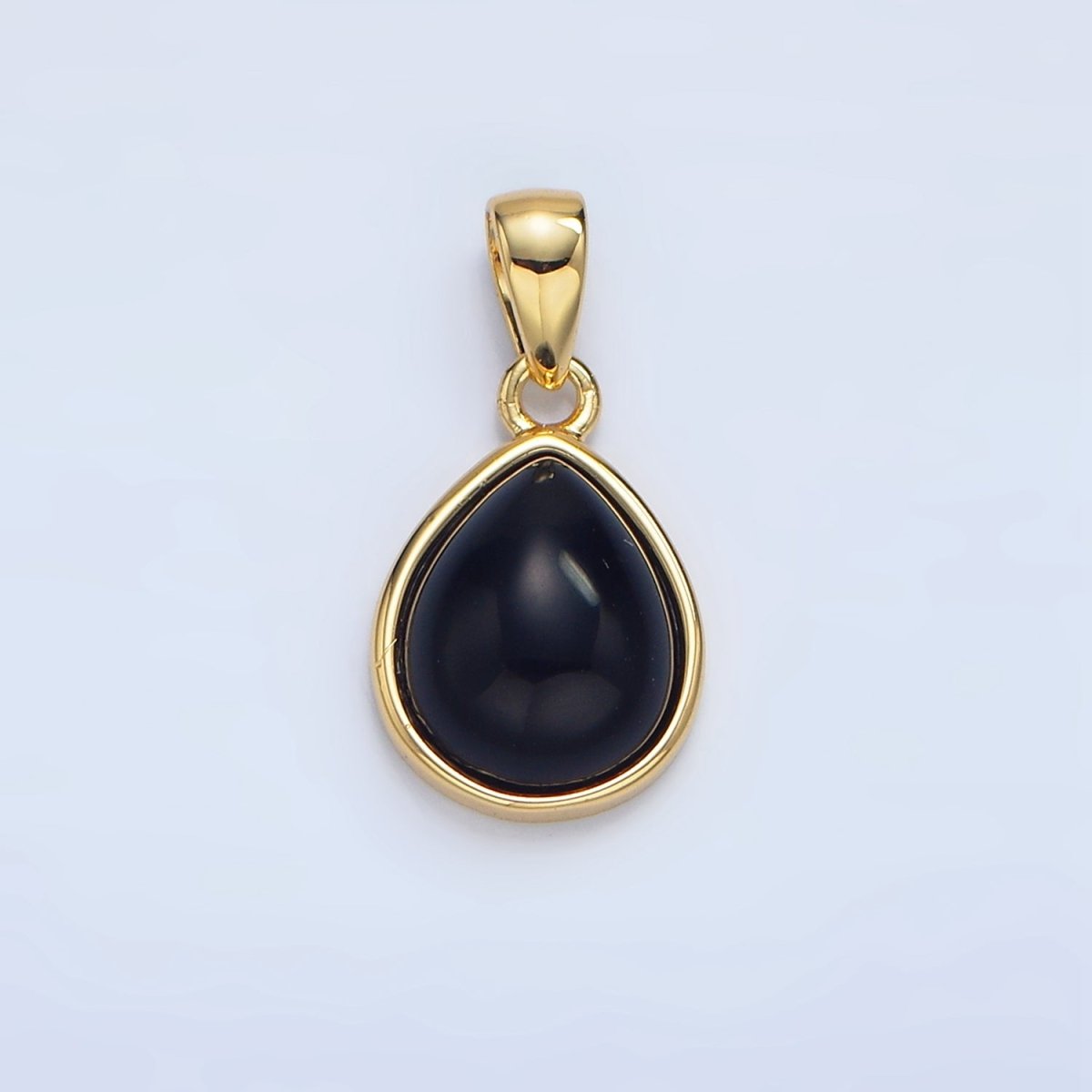 24K Gold Filled Natural Gemstone Teardrop Bezel Pendant in Gold & Silver | AA953 - AA964