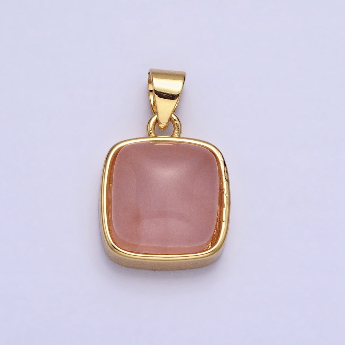24K Gold Filled Natural Stone Amethyst, Labradorite, Moonstone, Tiger Eye, Amazonite, Aventurine, Rose Quartz, Blue Tiger Eye Square Pendant with CZ Stone | AA183 AA332 - AA338