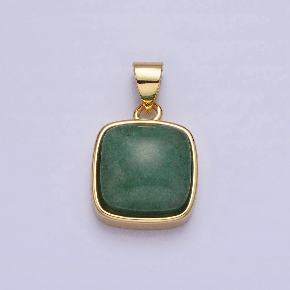 24K Gold Filled Natural Stone Amethyst, Labradorite, Moonstone, Tiger Eye, Amazonite, Aventurine, Rose Quartz, Blue Tiger Eye Square Pendant with CZ Stone | AA183 AA332 - AA338
