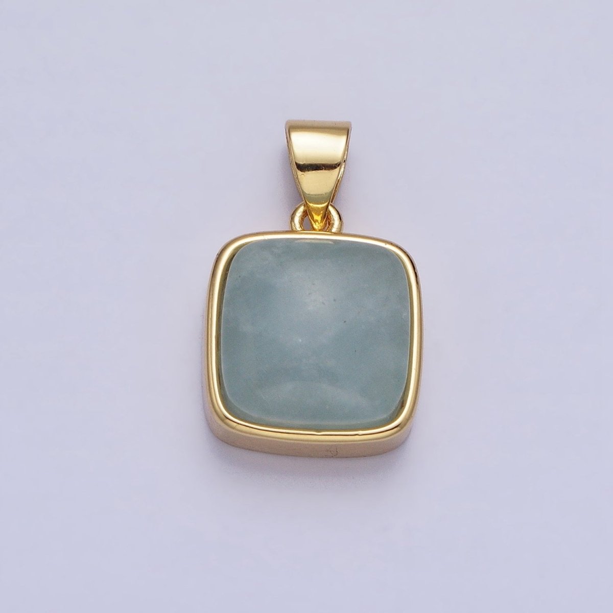24K Gold Filled Natural Stone Amethyst, Labradorite, Moonstone, Tiger Eye, Amazonite, Aventurine, Rose Quartz, Blue Tiger Eye Square Pendant with CZ Stone | AA183 AA332 - AA338