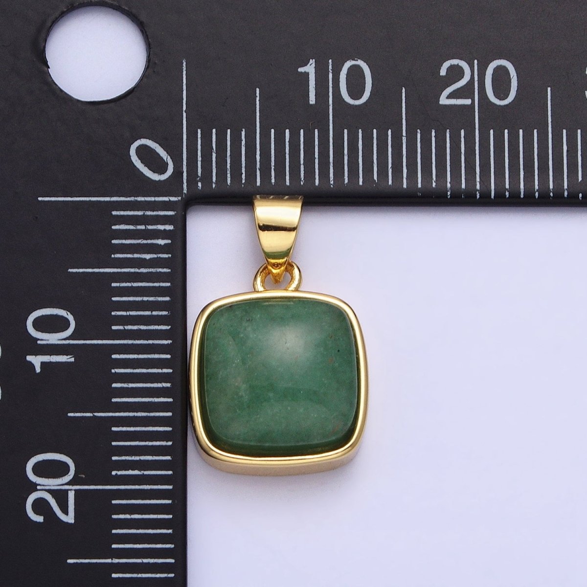 24K Gold Filled Natural Stone Amethyst, Labradorite, Moonstone, Tiger Eye, Amazonite, Aventurine, Rose Quartz, Blue Tiger Eye Square Pendant with CZ Stone | AA183 AA332 - AA338