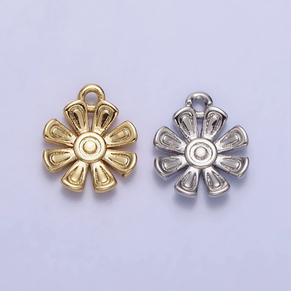 24K Gold Filled Nature Flower Add-On Charm in Gold & Silver | AC335 AC336
