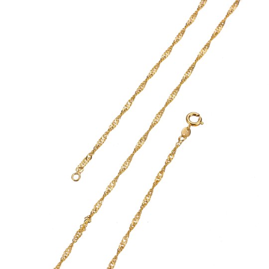 24K Gold Filled Necklace, 23.9 inch Layering Gold Singapore Chain Necklace, Dainty 2.3mm Singapore Necklace w/ Spring Ring | CN-976  Clearance Pricing