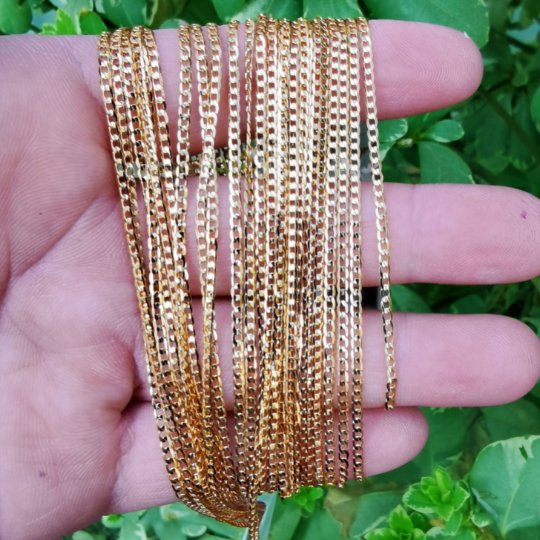 24K Gold Filled Necklace, Curb Chain Necklace, Gold Curb Chain Layering Necklace, 17.8" Dainty 2mm Curb Necklace w/ Lobster Clasps | CN-832  Clearance Pricing
