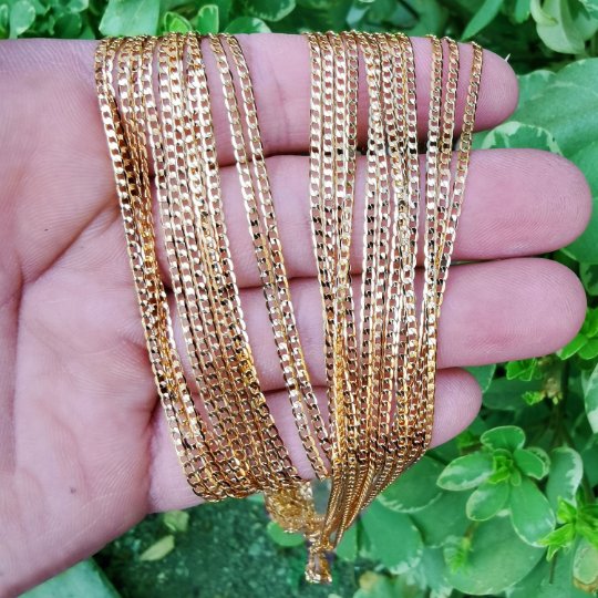 24K Gold Filled Necklace - Curb Linked Necklace - Gold Curb Chain Layering Necklace 19.7" 1.9 mm ready to wear chain | CN-818  Clearance Pricing