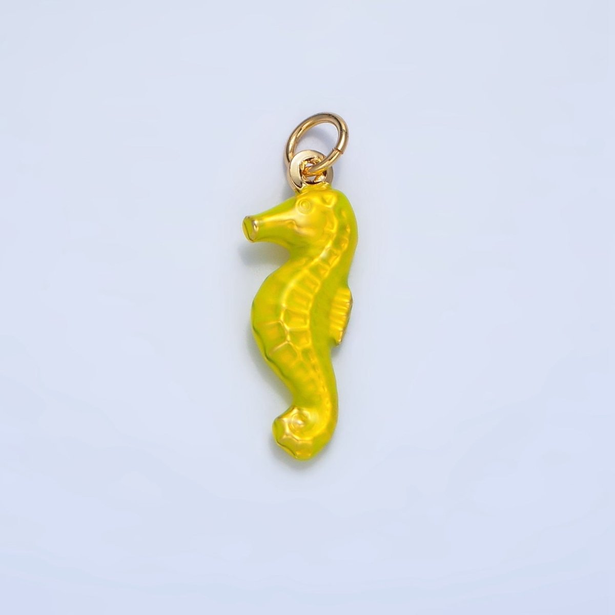 24K Gold Filled Neon Black, Blue, Pink, Yellow, Teal Seahorse Charm | X786 - X788