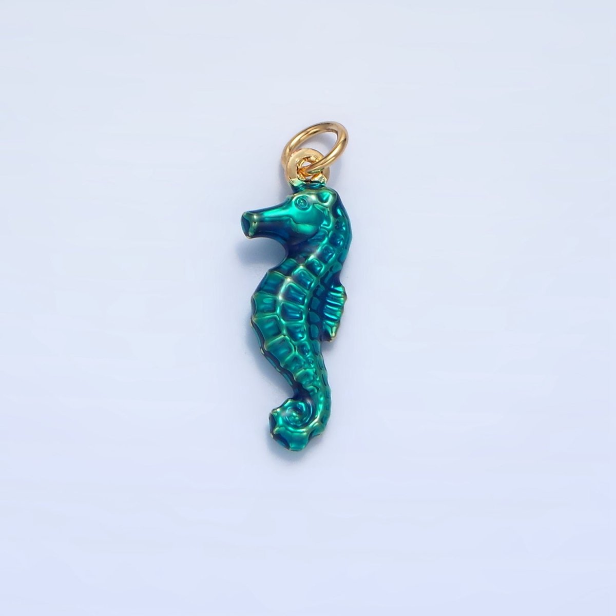 24K Gold Filled Neon Black, Blue, Pink, Yellow, Teal Seahorse Charm | X786 - X788