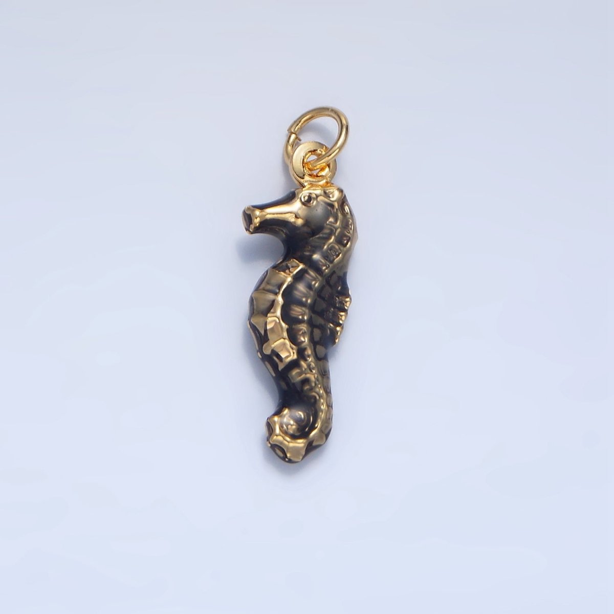 24K Gold Filled Neon Black, Blue, Pink, Yellow, Teal Seahorse Charm | X786 - X788