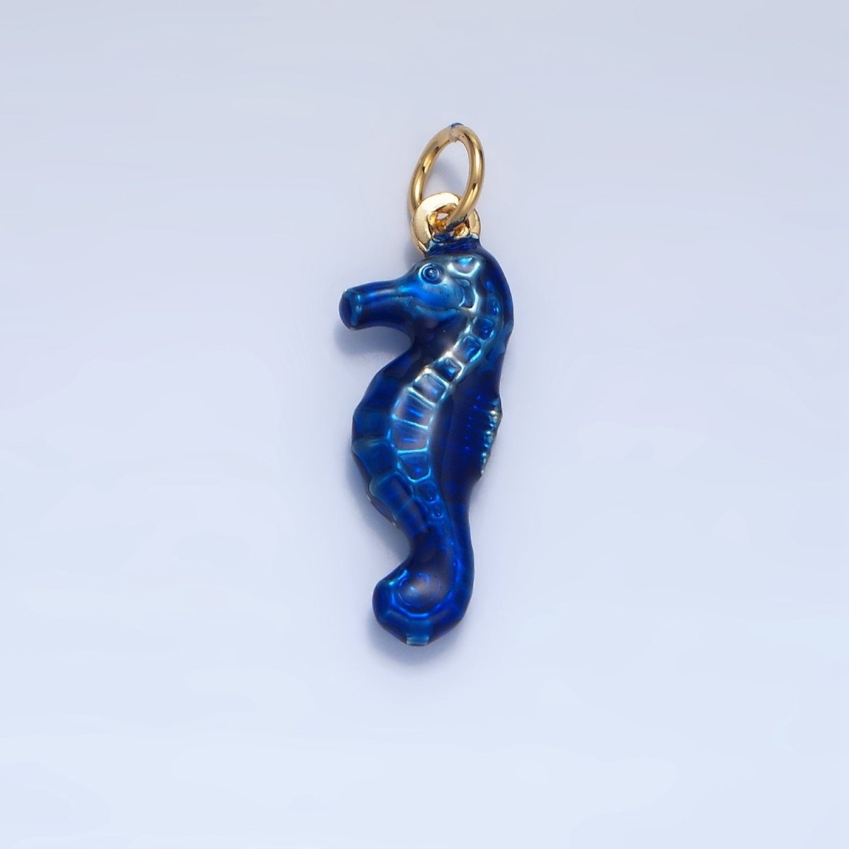 24K Gold Filled Neon Black, Blue, Pink, Yellow, Teal Seahorse Charm | X786 - X788