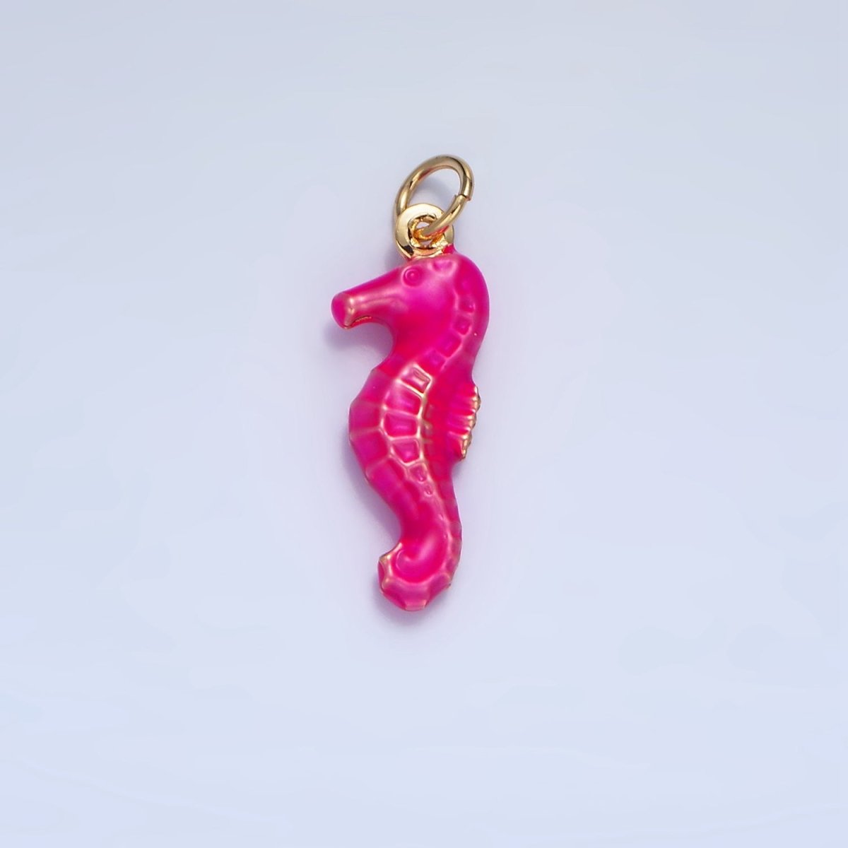 24K Gold Filled Neon Black, Blue, Pink, Yellow, Teal Seahorse Charm | X786 - X788