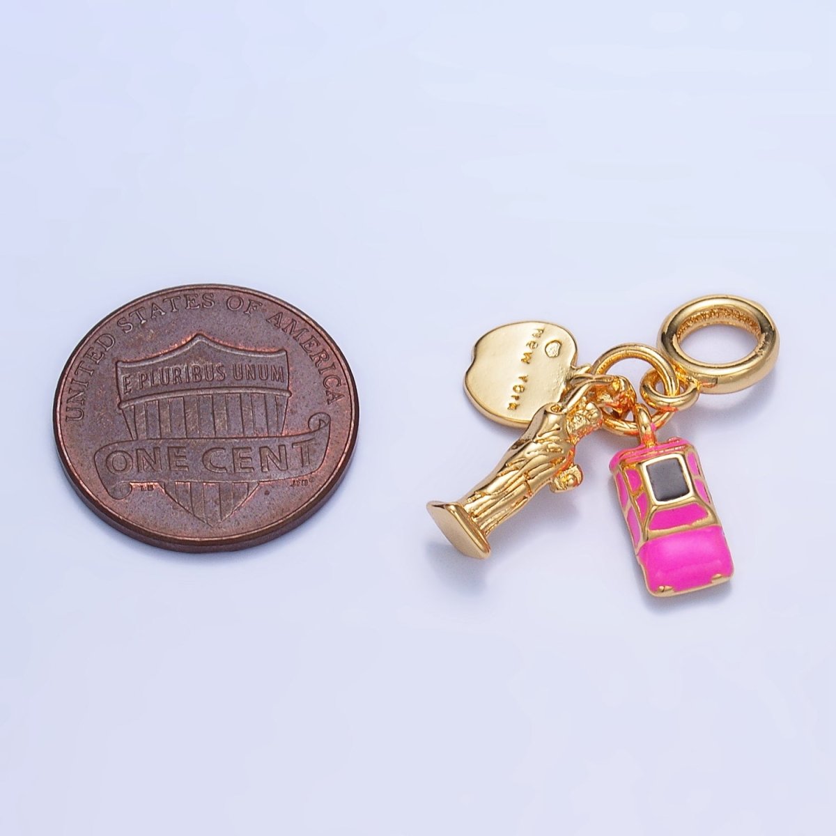 24K Gold Filled New York Big Apple Multidimensional Rhondelle Drop Charm | M336