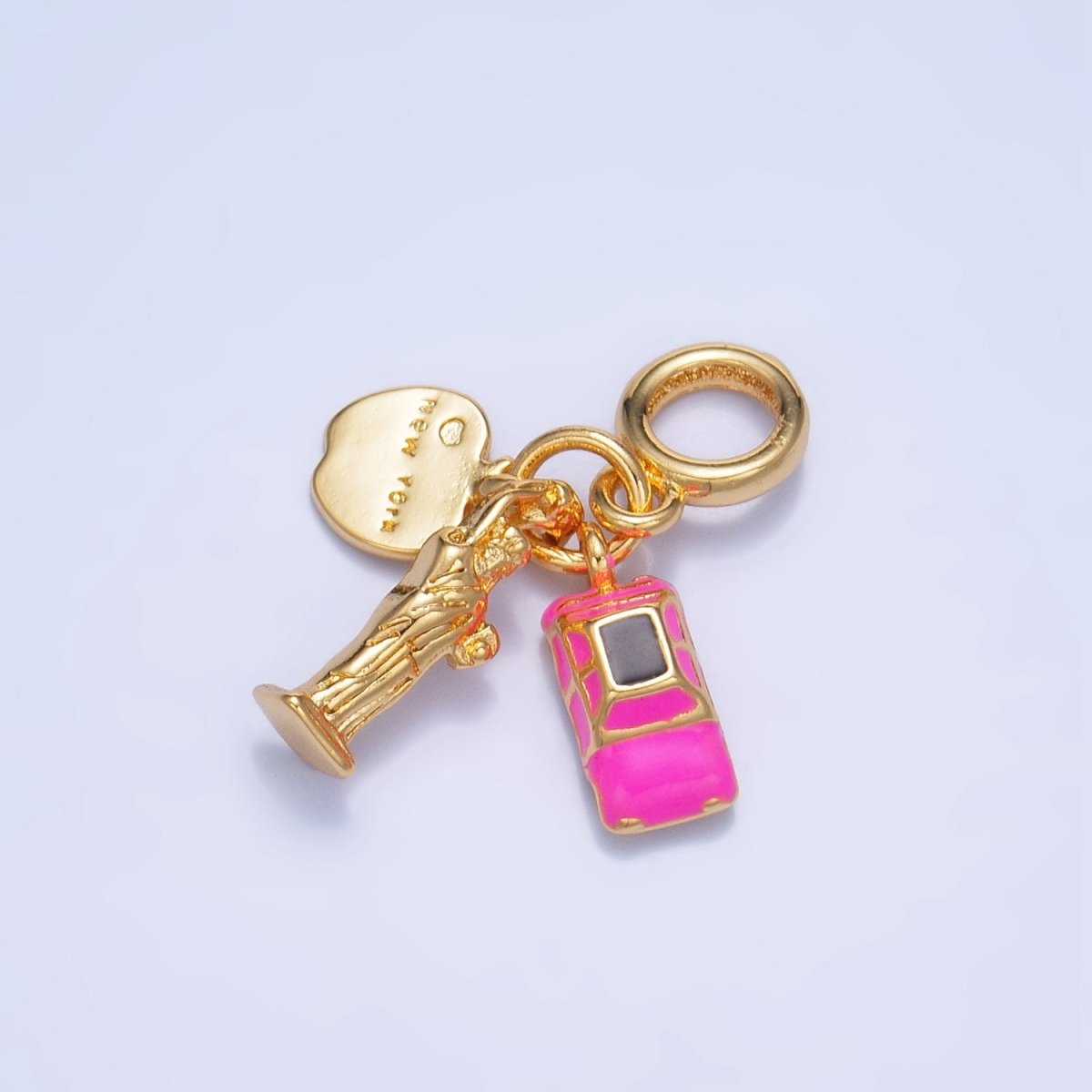 24K Gold Filled New York Big Apple Multidimensional Rhondelle Drop Charm | M336