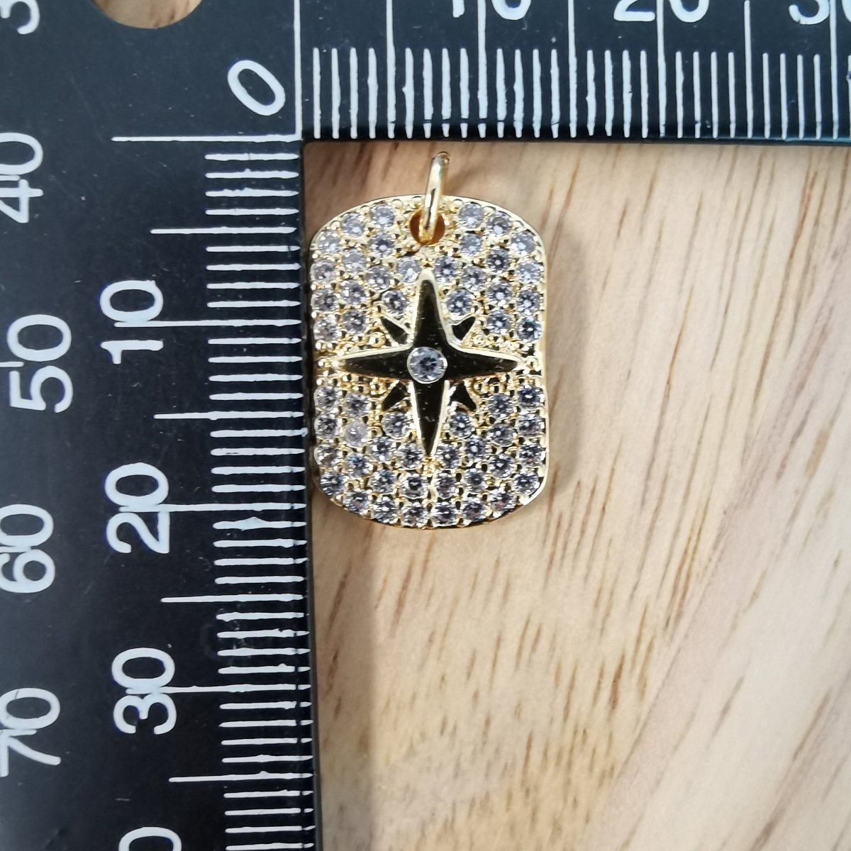 24K Gold Filled North Star Bar Micro Pave CZ Charms, Minimalist Stars Cubic Zirconia Charm Bracelet Earring Necklace for Jewelry Making D-504 - DLUXCA