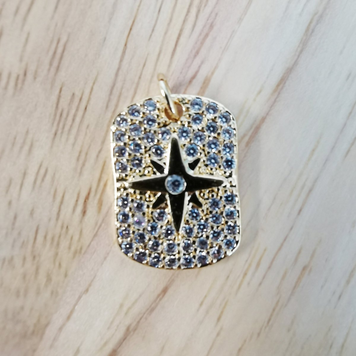 24K Gold Filled North Star Bar Micro Pave CZ Charms, Minimalist Stars Cubic Zirconia Charm Bracelet Earring Necklace for Jewelry Making D-504 - DLUXCA