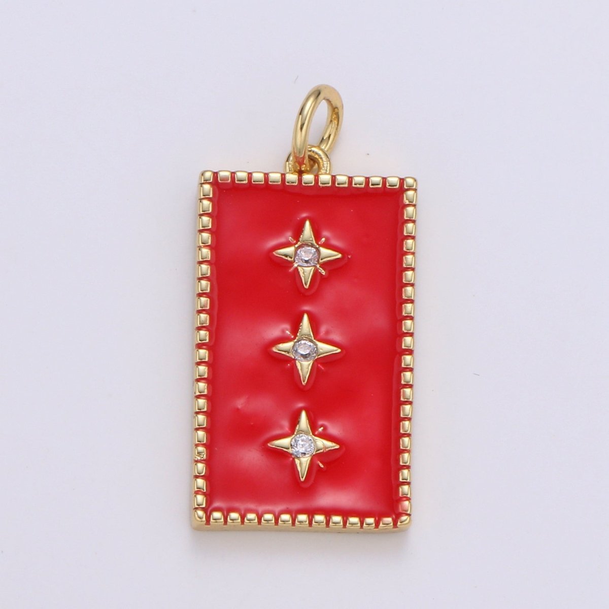 24K Gold Filled North Star Charm Pendant Enamel Tag Charm Black Pink Red Blue Tag jewelry for Necklace bracelet charm E-127~E-131