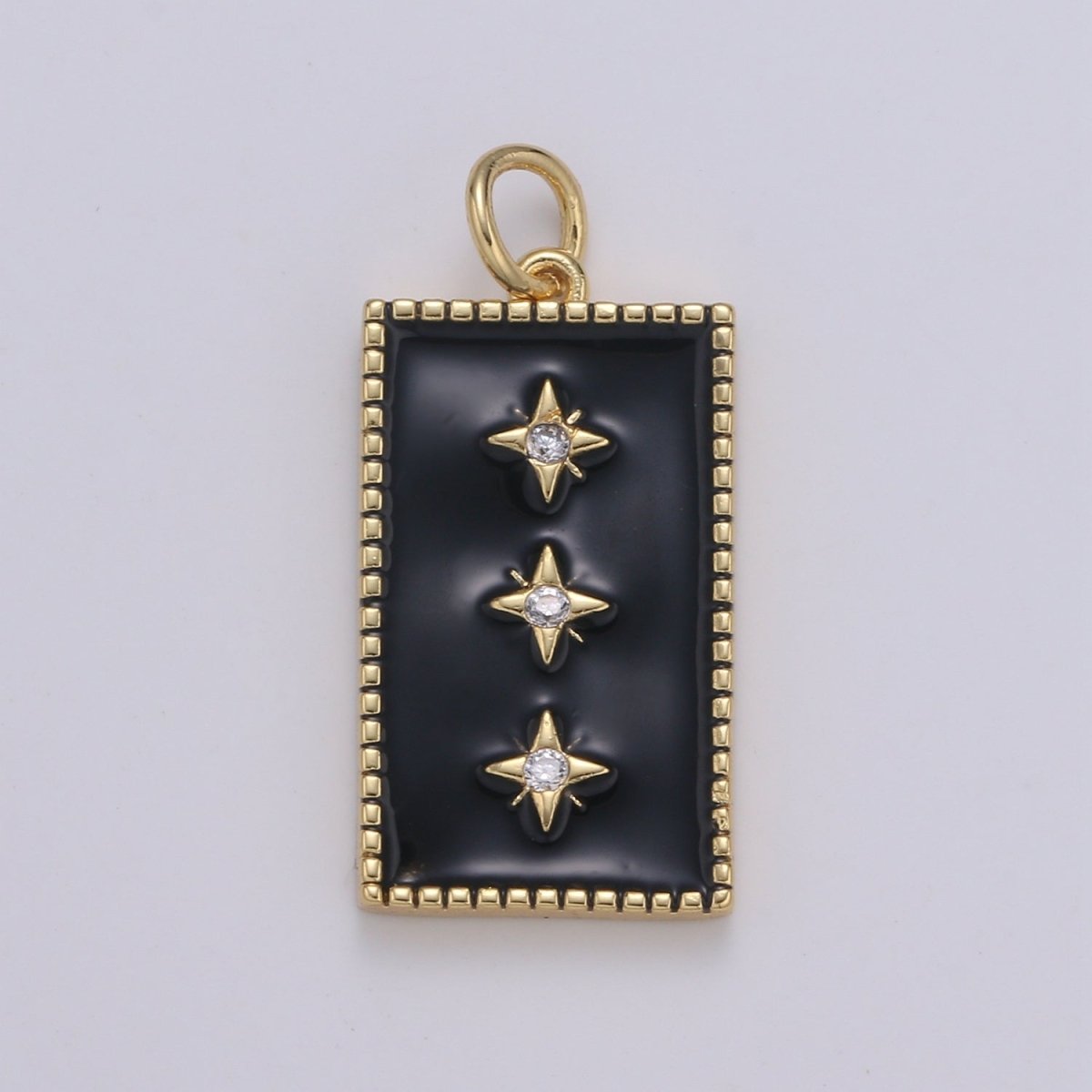 24K Gold Filled North Star Charm Pendant Enamel Tag Charm Black Pink Red Blue Tag jewelry for Necklace bracelet charm E-127~E-131