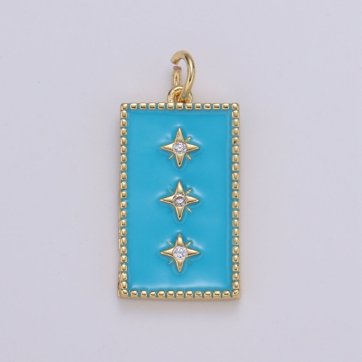 24K Gold Filled North Star Charm Pendant Enamel Tag Charm Black Pink Red Blue Tag jewelry for Necklace bracelet charm E-127~E-131