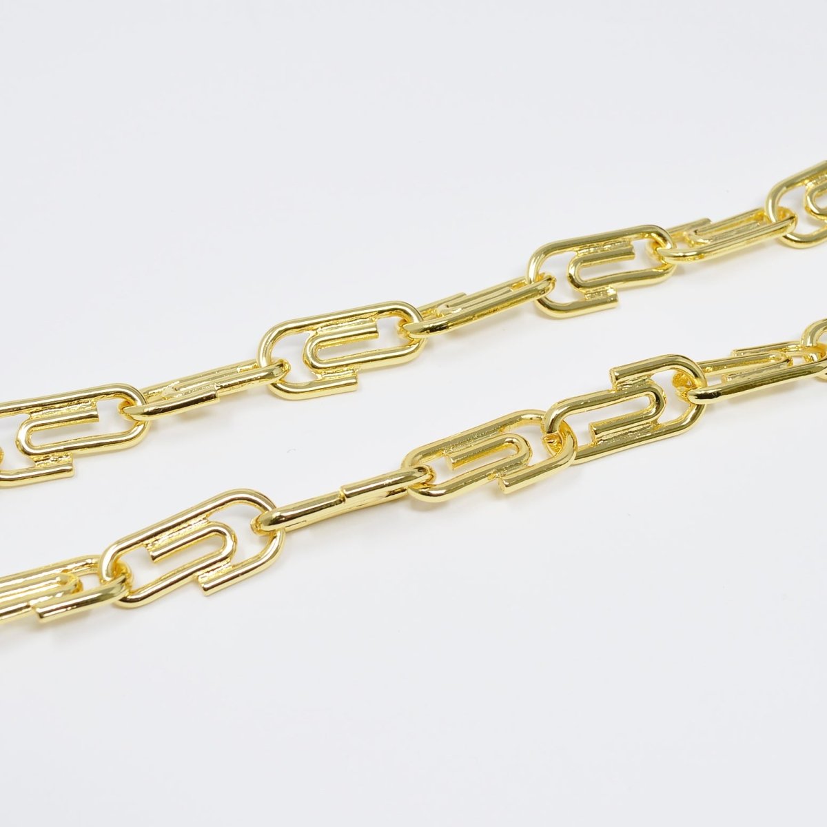 24K Gold Filled Office Paperclip-Shaped DESIGNED Roll Chain By Yard For Jewelry Making, Necklace Bracelet Anklet Component Supply | ROLL-455 Clearance Pricing