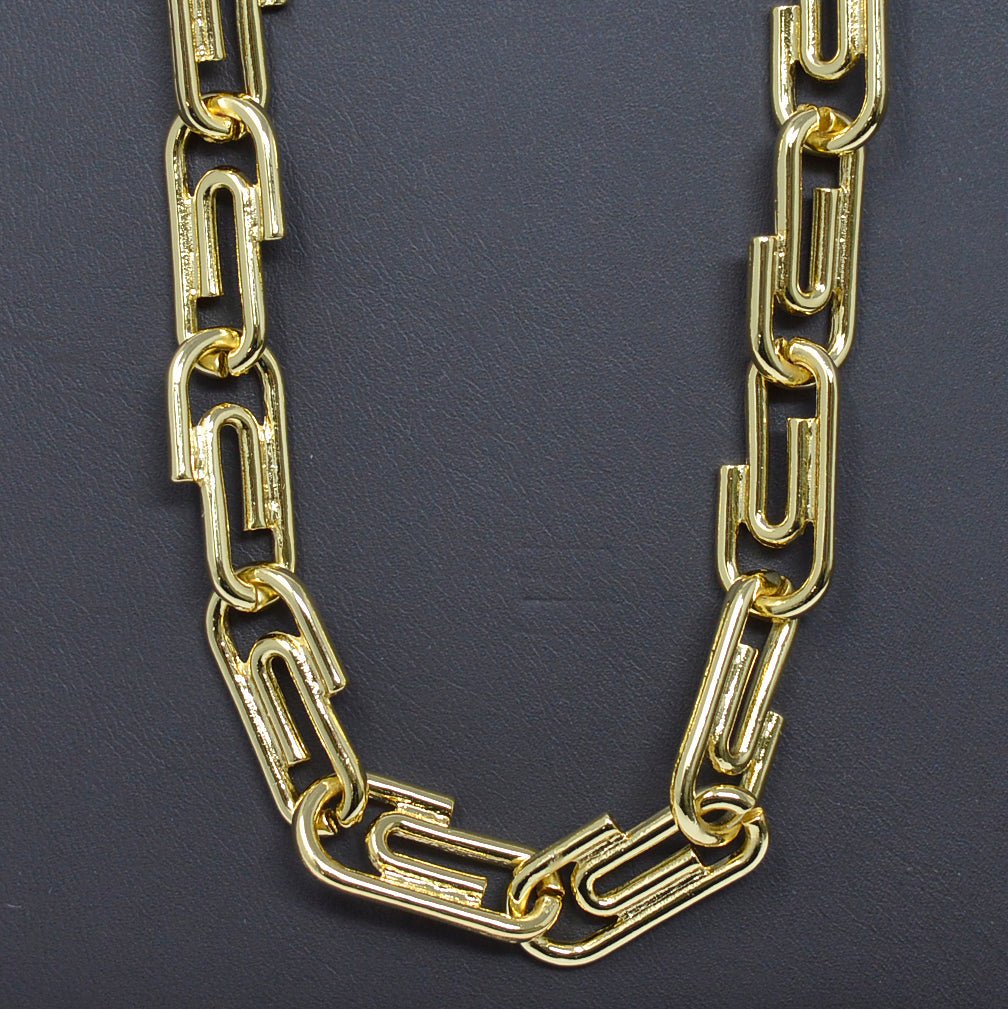 24K Gold Filled Office Paperclip-Shaped DESIGNED Roll Chain By Yard For Jewelry Making, Necklace Bracelet Anklet Component Supply | ROLL-455 Clearance Pricing