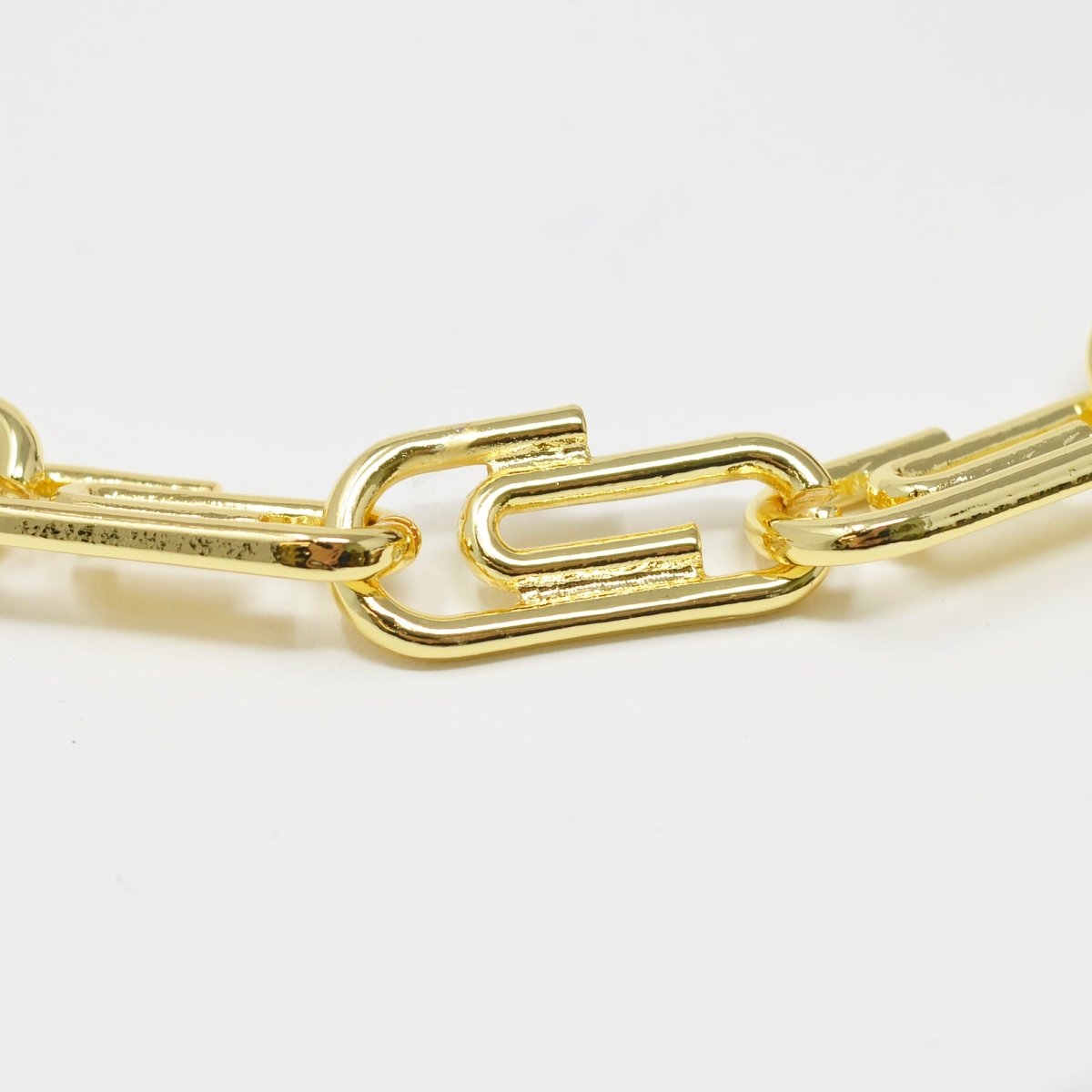 24K Gold Filled Office Paperclip-Shaped DESIGNED Roll Chain By Yard For Jewelry Making, Necklace Bracelet Anklet Component Supply | ROLL-455 Clearance Pricing