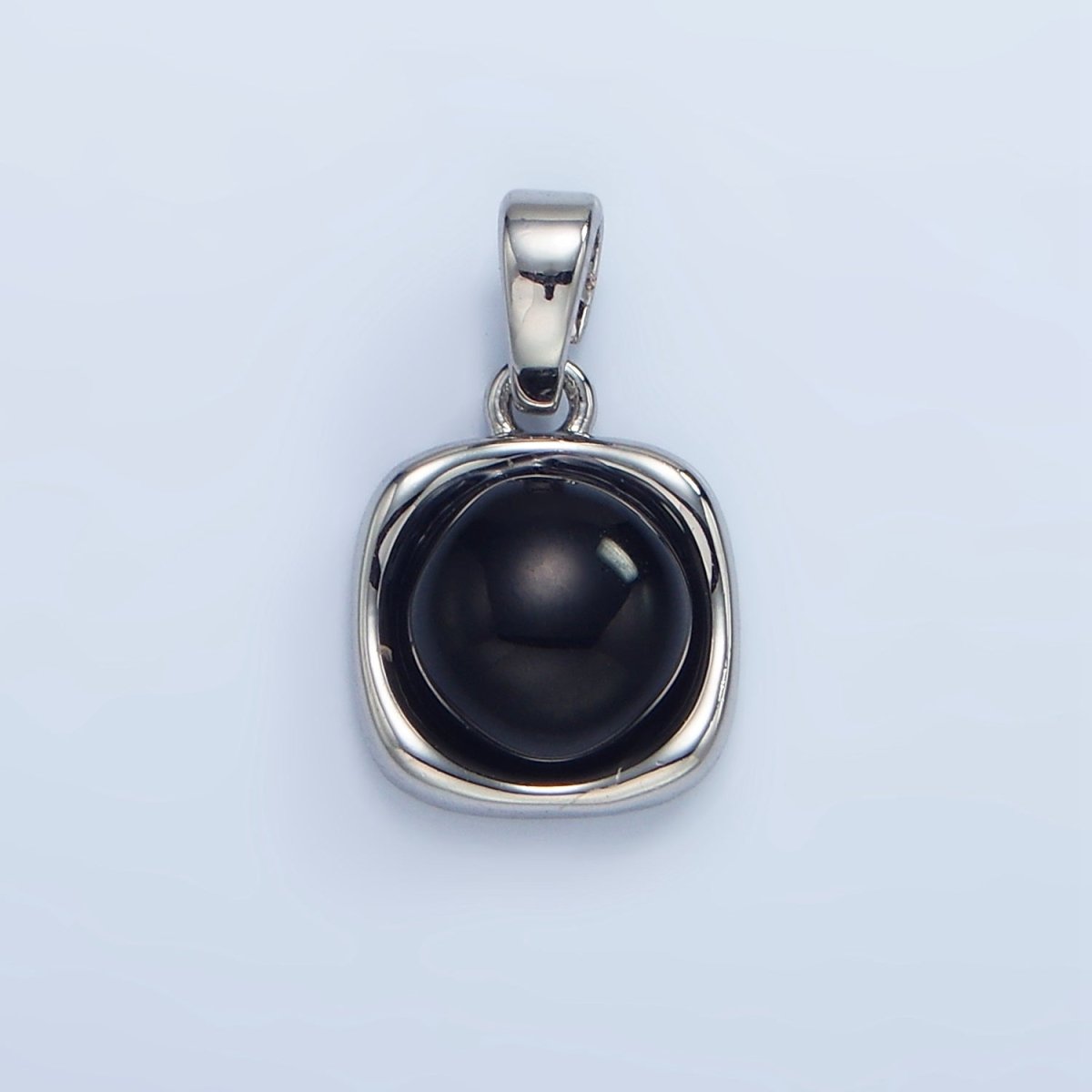 24K Gold Filled Onyx Gemstone Round Molten Bezel Pendant in Gold & Silver | AA980