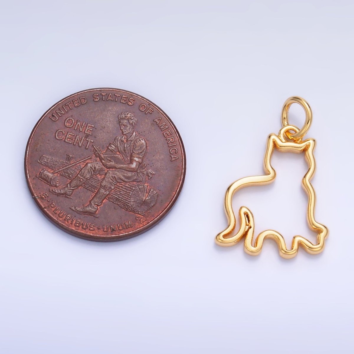 24K Gold Filled Open Cat Pet Silhouette Outline Charm in Gold & Silver | W397