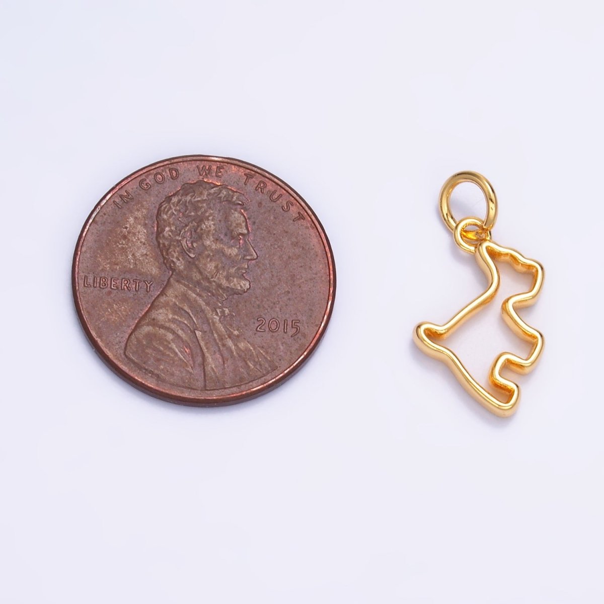24K Gold Filled Open Dog Pet Silhouette Outline Charm in Gold & Silver | W872