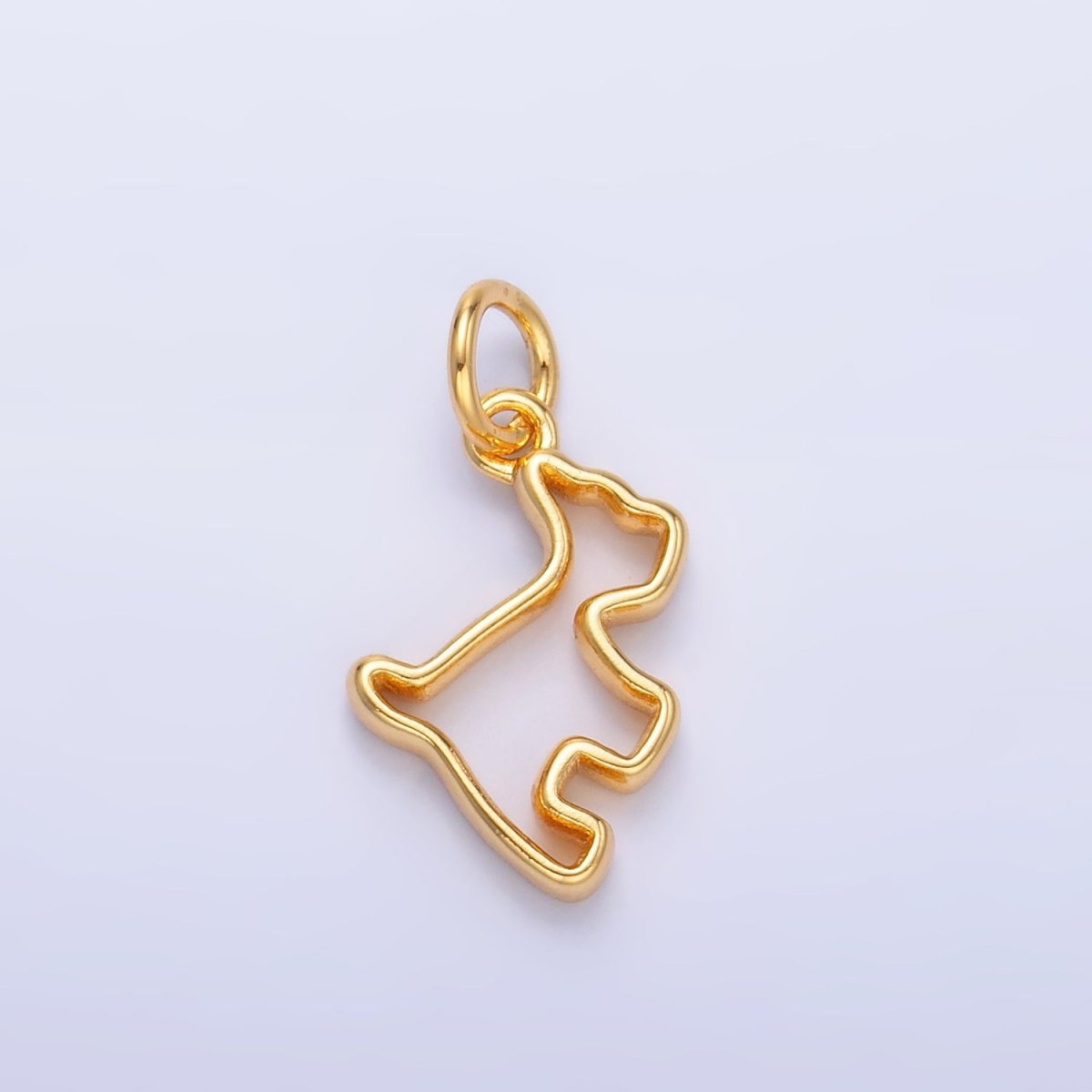 24K Gold Filled Open Dog Pet Silhouette Outline Charm in Gold & Silver | W872