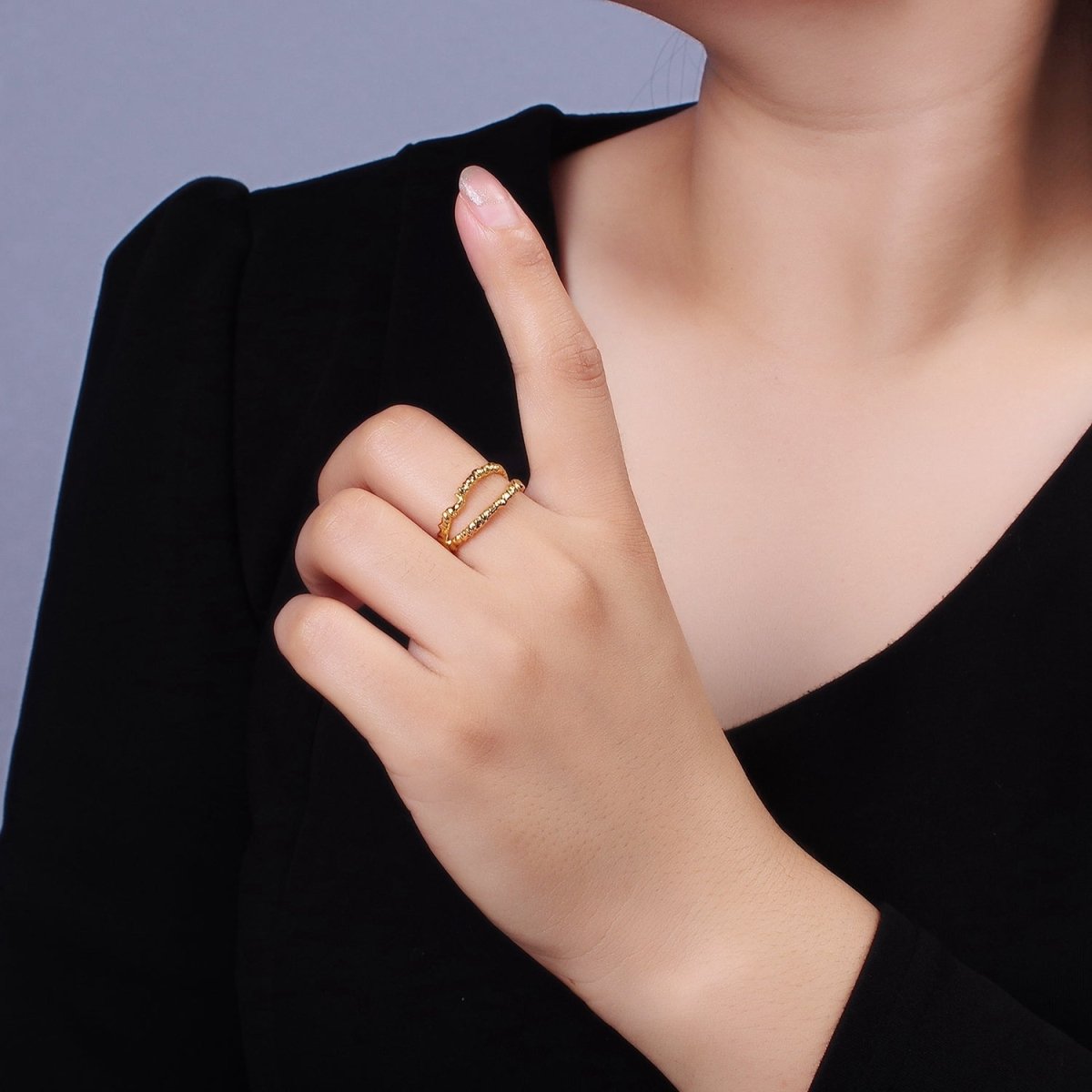 24K Gold Filled Open Double Molten Drip Band in Gold & Silver Ring | O-623 O-624