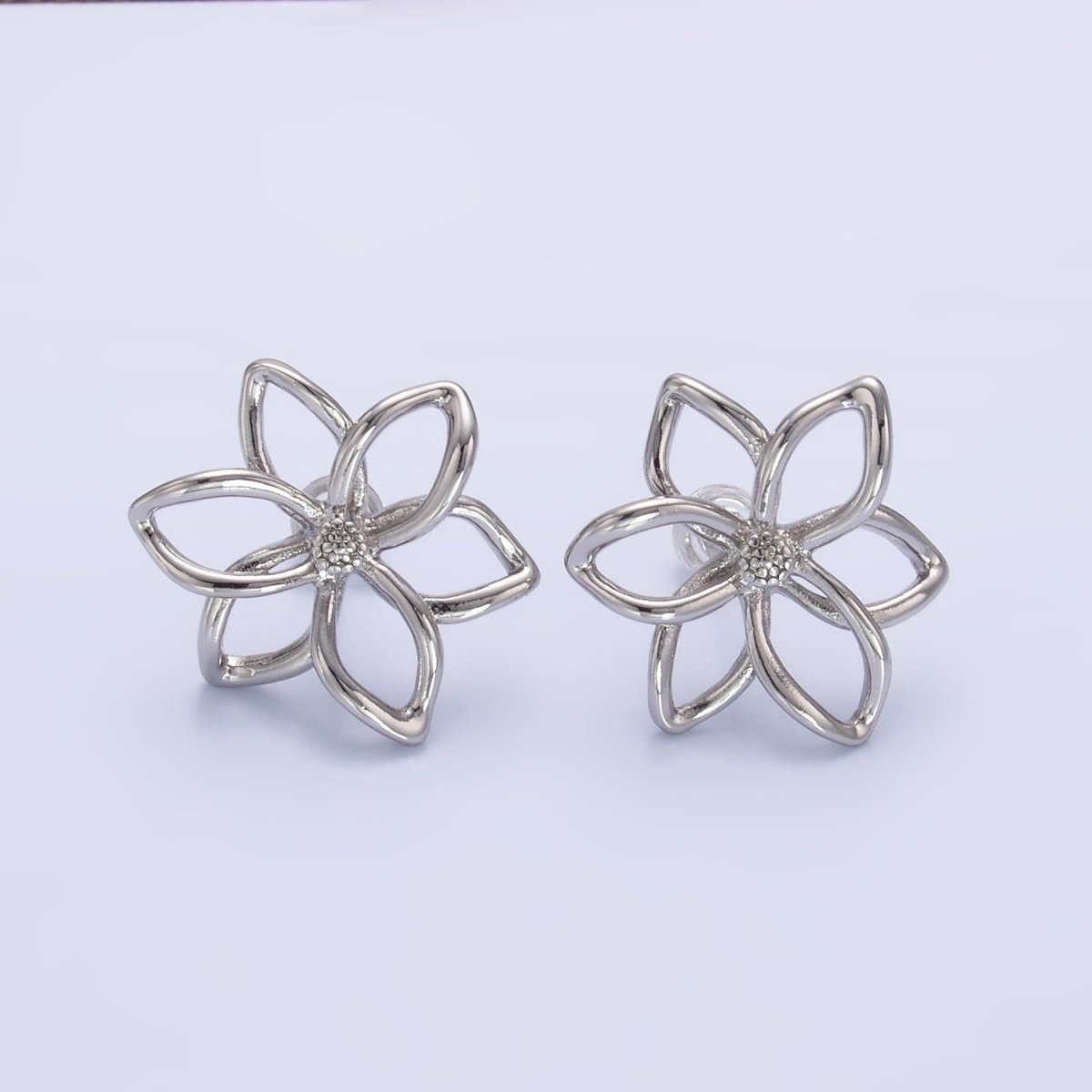 24K Gold Filled Open Floral Flower Stud Earrings in Gold & Silver | V-303 V-311