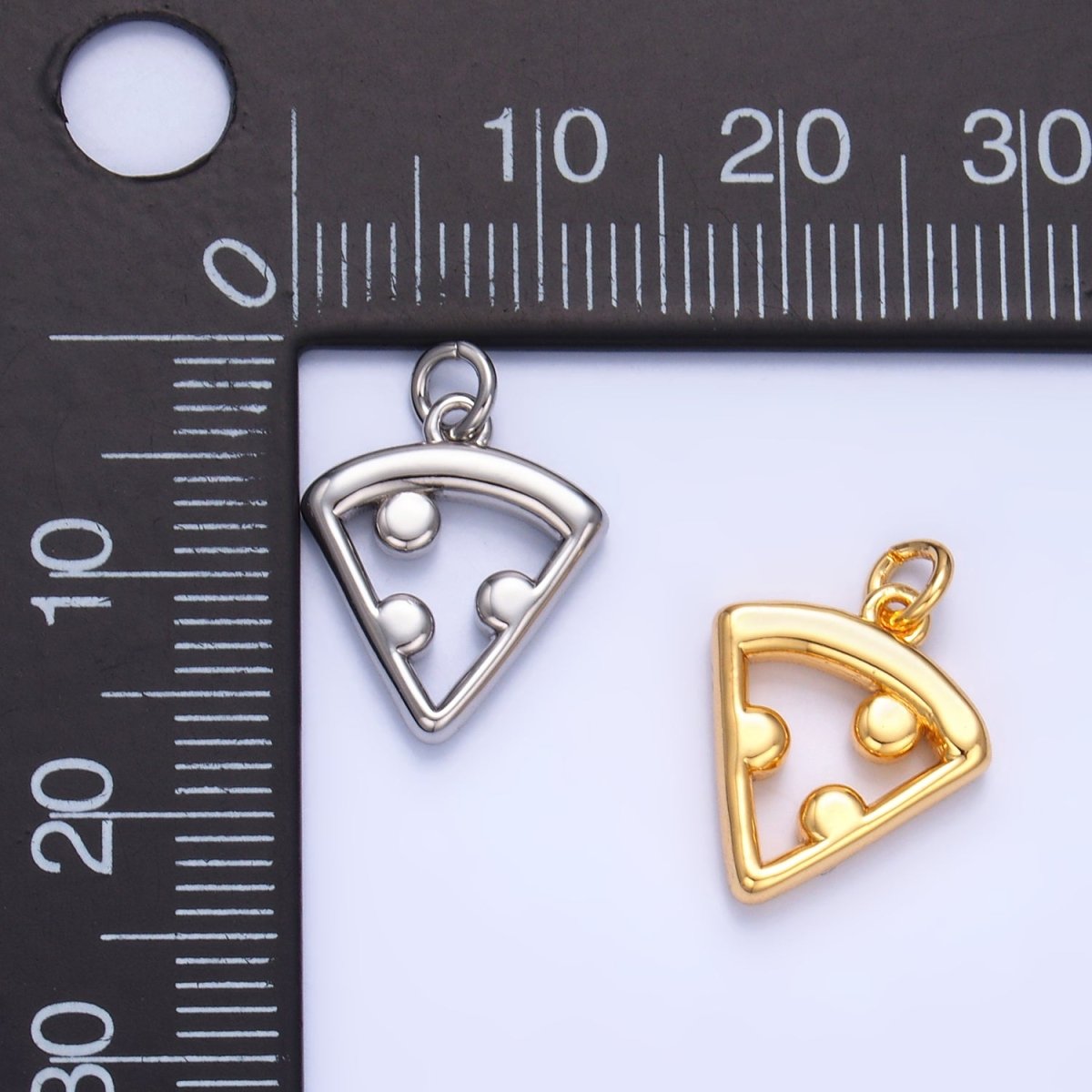 24K Gold Filled Open Italian Pizza Charm in Gold & Silver | W219