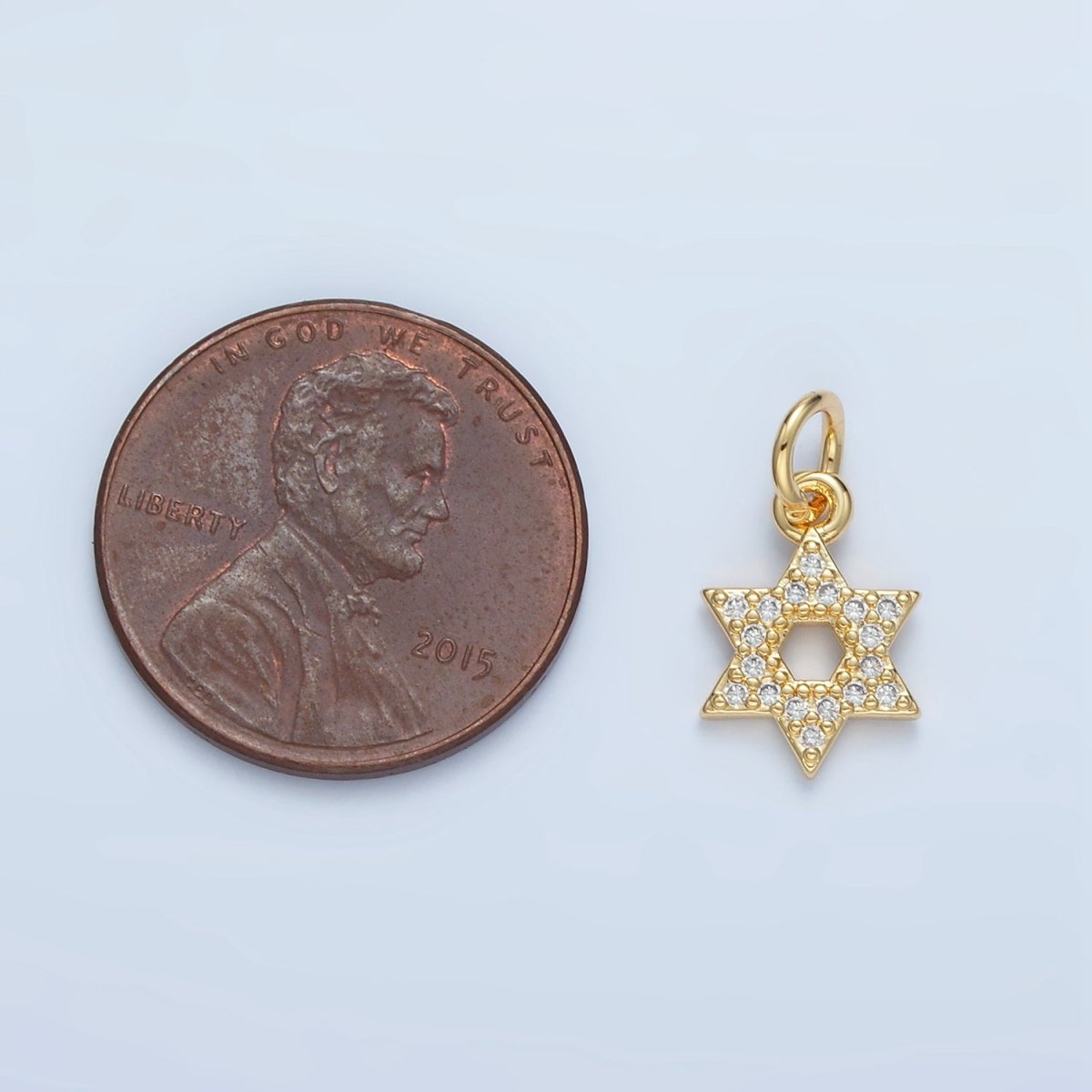 24K Gold Filled Open Micro Paved CZ Jewish Star of David Charm in Gold & Silver | E916