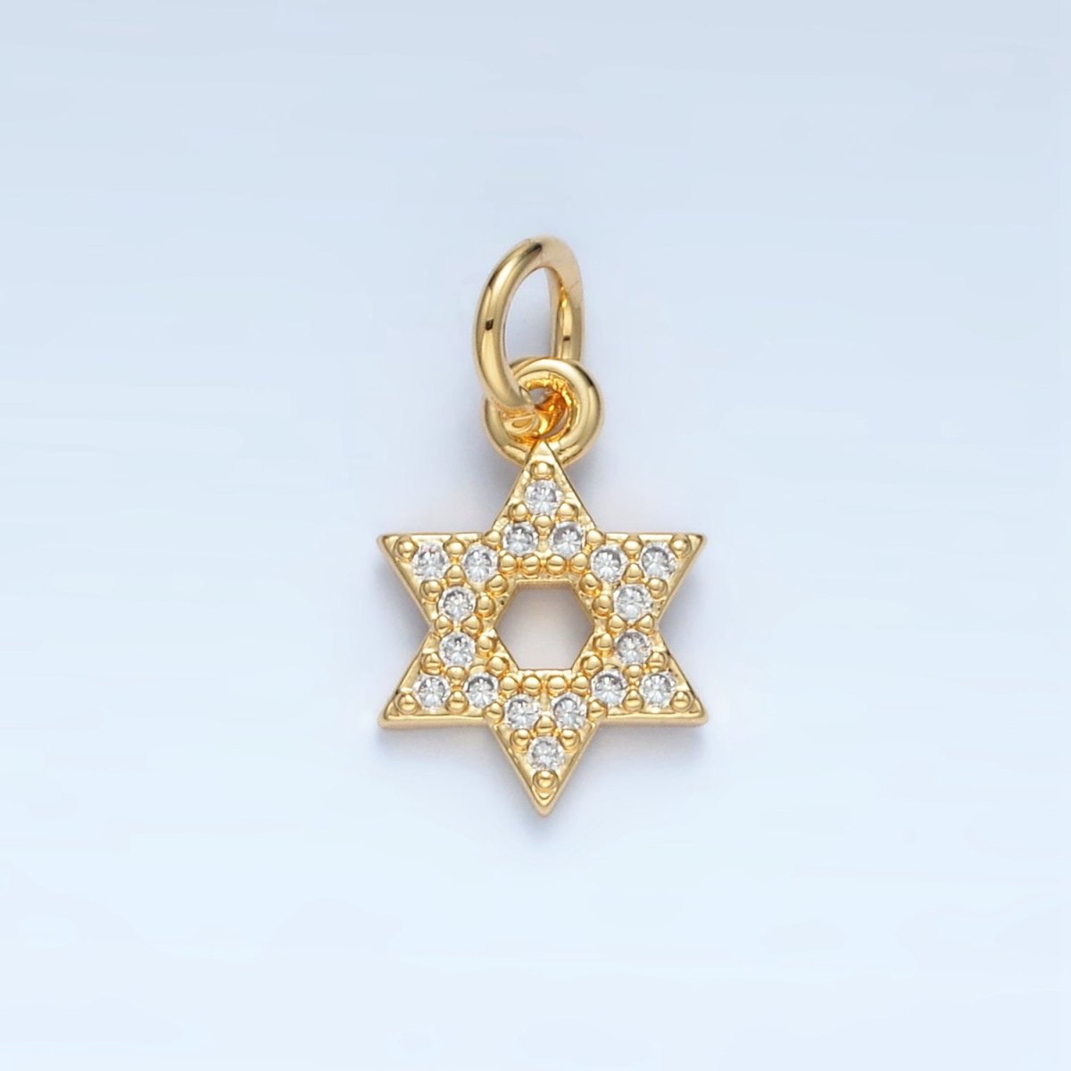 24K Gold Filled Open Micro Paved CZ Jewish Star of David Charm in Gold & Silver | E916