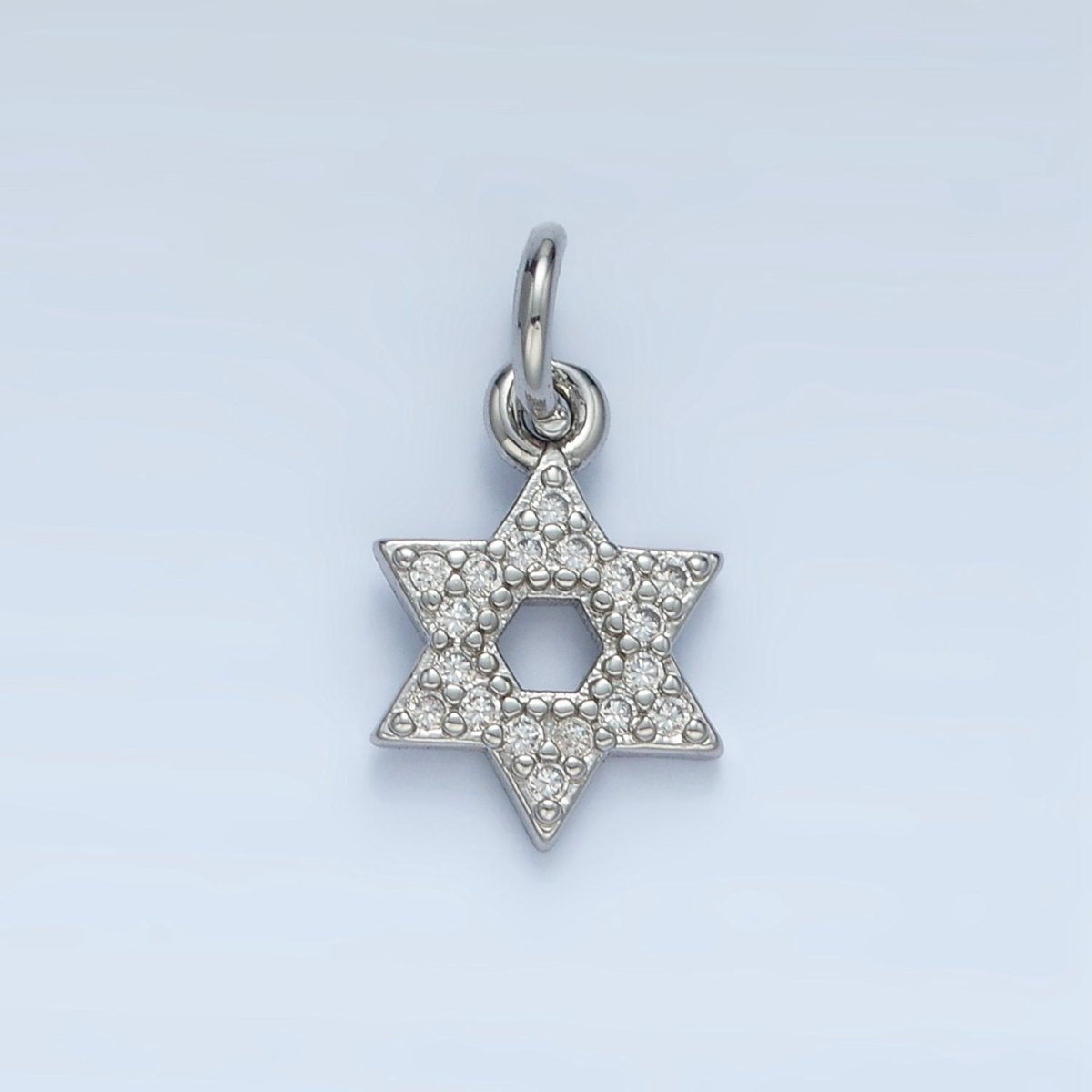 24K Gold Filled Open Micro Paved CZ Jewish Star of David Charm in Gold & Silver | E916