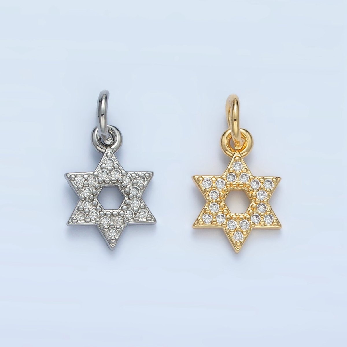 24K Gold Filled Open Micro Paved CZ Jewish Star of David Charm in Gold & Silver | E916