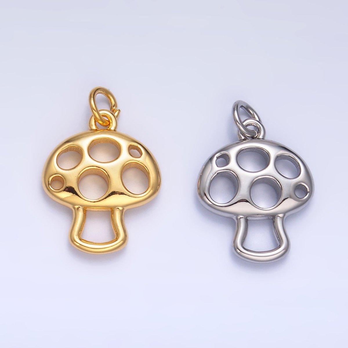 24K Gold Filled Open Mushroom Charm in Gold & Silver | W218