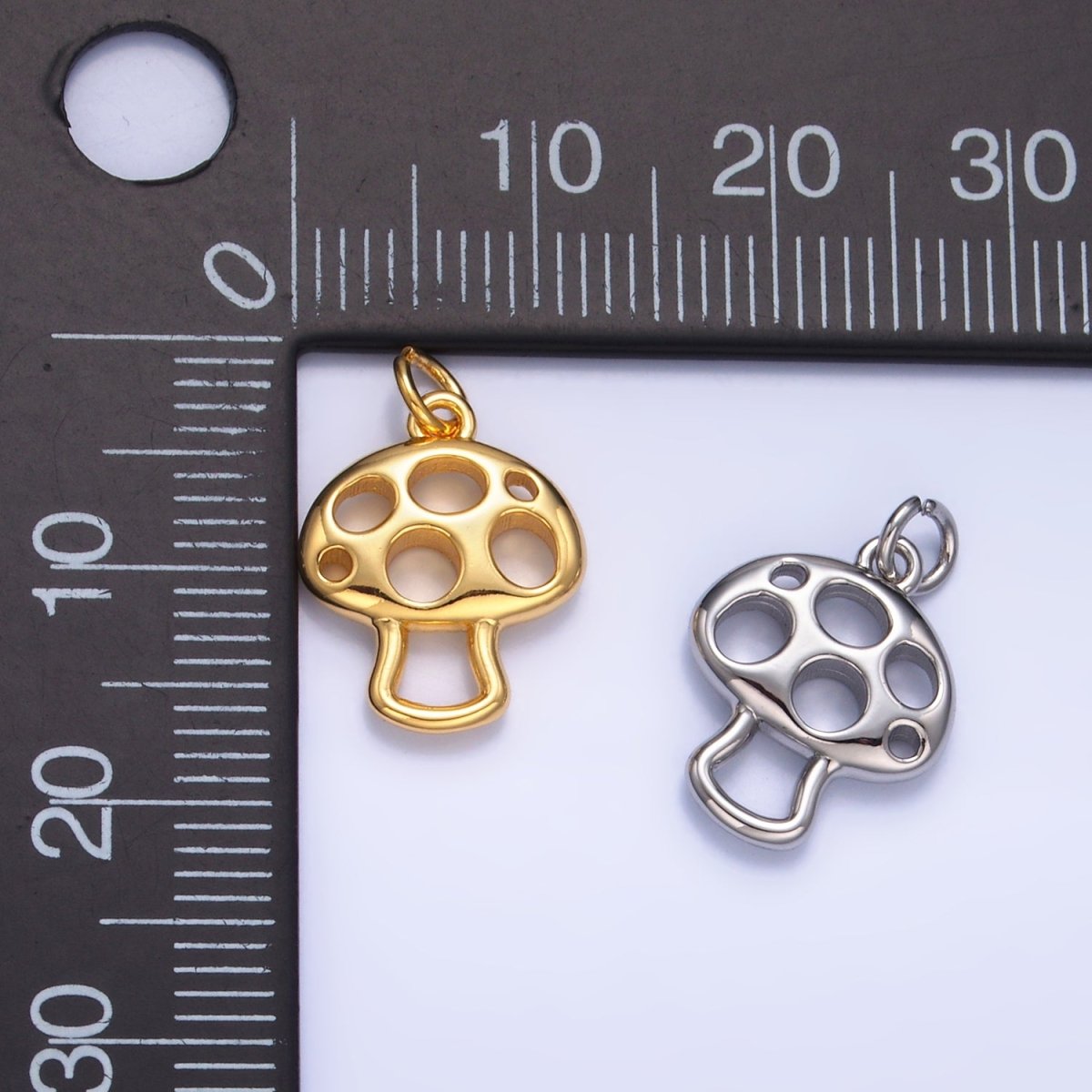 24K Gold Filled Open Mushroom Charm in Gold & Silver | W218