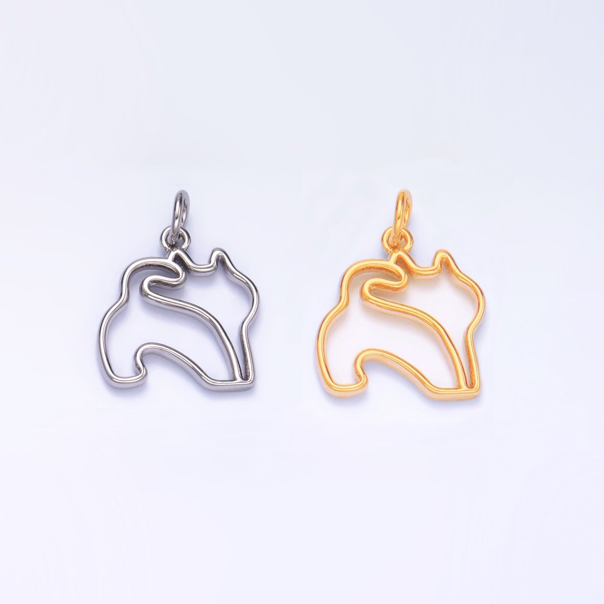 24K Gold Filled Open Pet Butt Silhouette Outline Charm in Gold & Silver | W396