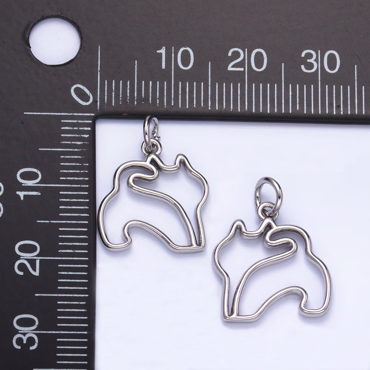 24K Gold Filled Open Pet Butt Silhouette Outline Charm in Gold & Silver | W396