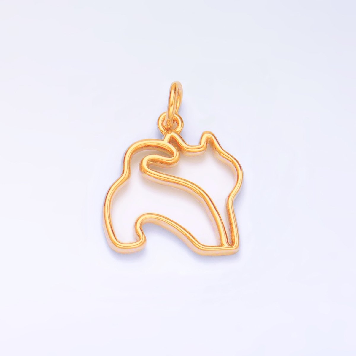 24K Gold Filled Open Pet Butt Silhouette Outline Charm in Gold & Silver | W396