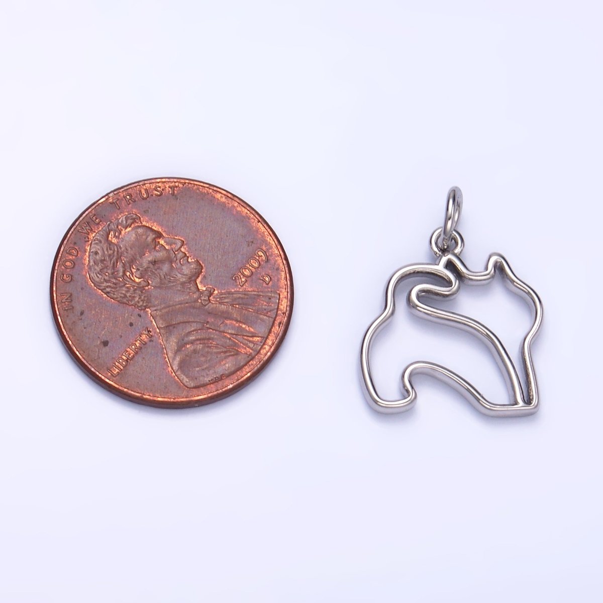 24K Gold Filled Open Pet Butt Silhouette Outline Charm in Gold & Silver | W396