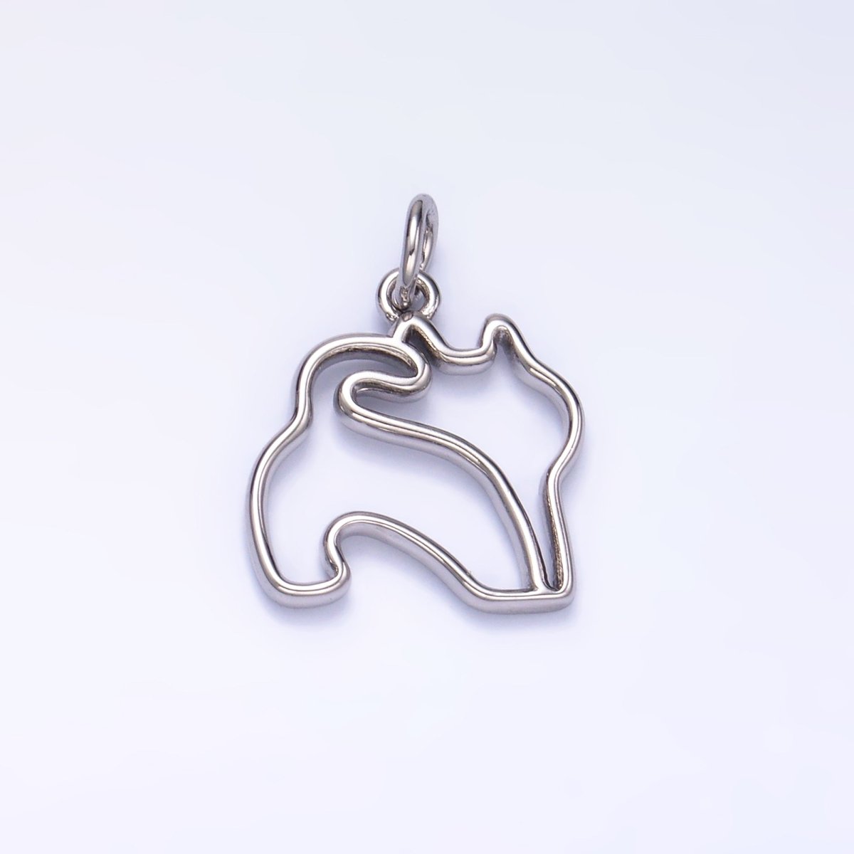24K Gold Filled Open Pet Butt Silhouette Outline Charm in Gold & Silver | W396