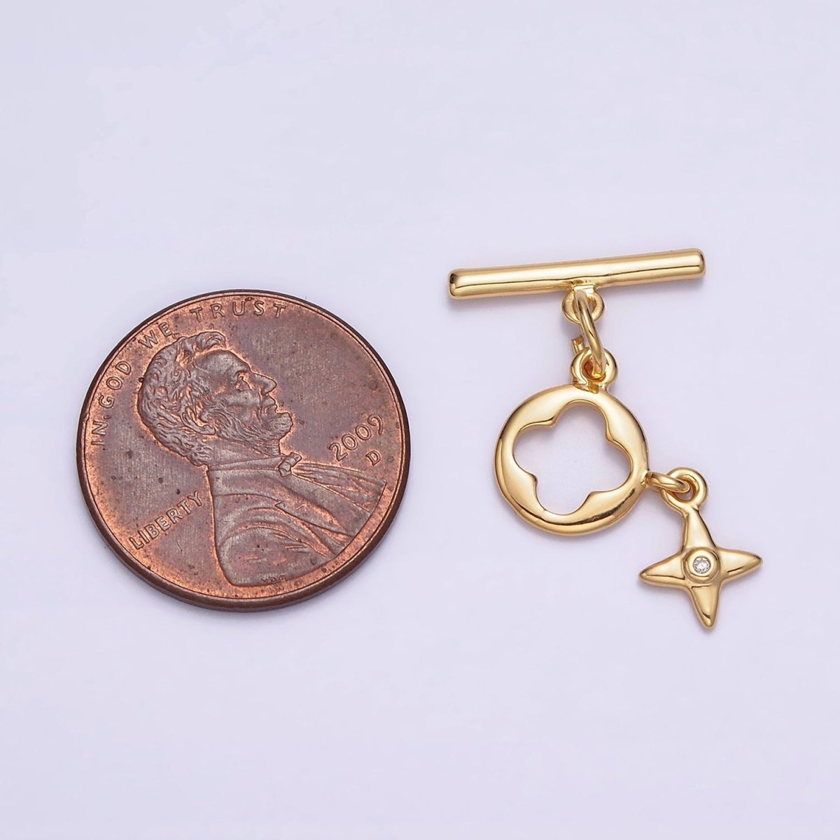 24K Gold Filled Open Quatrefoil Star Drop OT Toggle Clasps Closure Jewelry Making Supply | Z-446 - DLUXCA